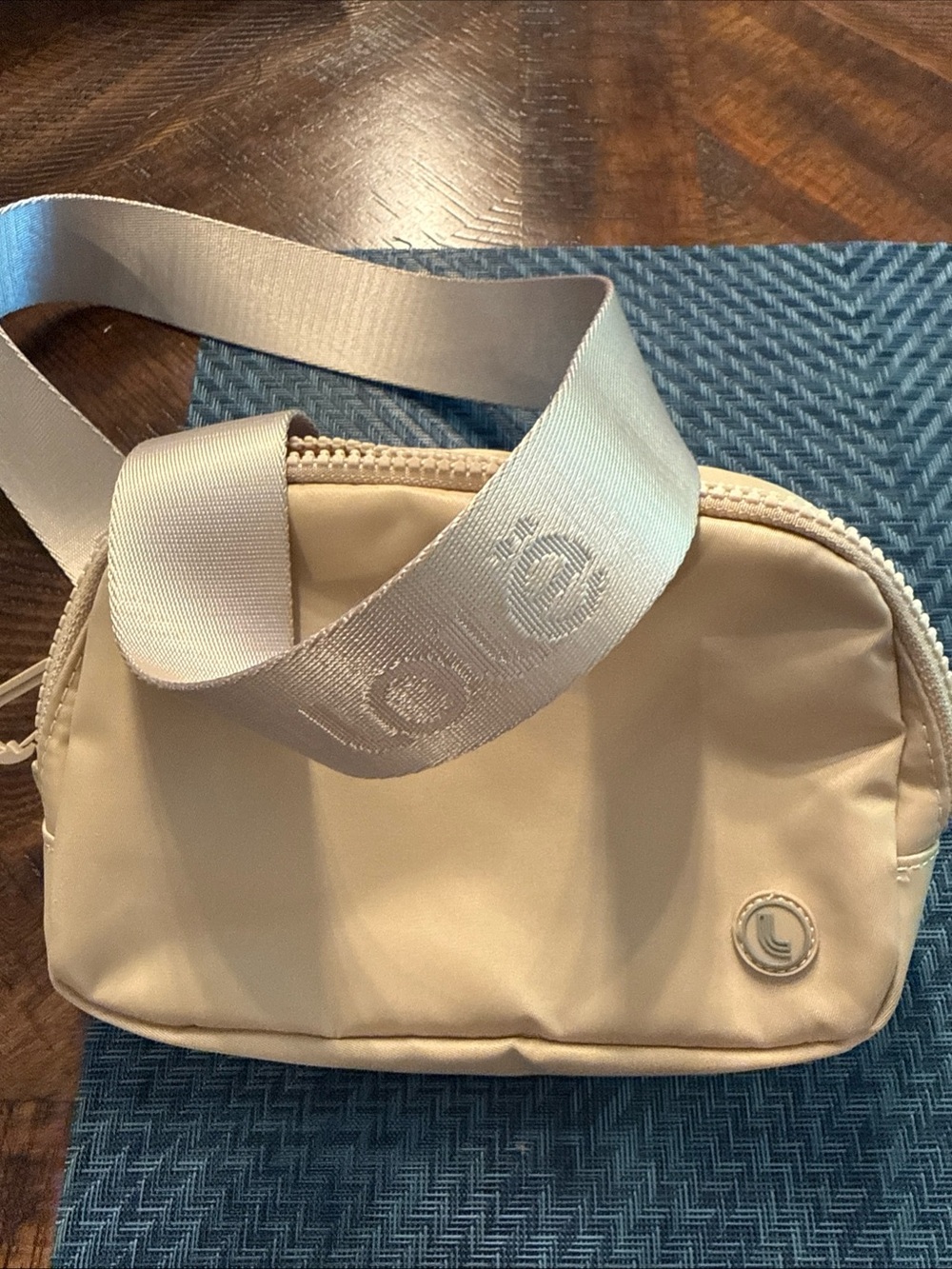 Neutral Beige Lole Crossbody Bag with Wide Logo Strap NWOT